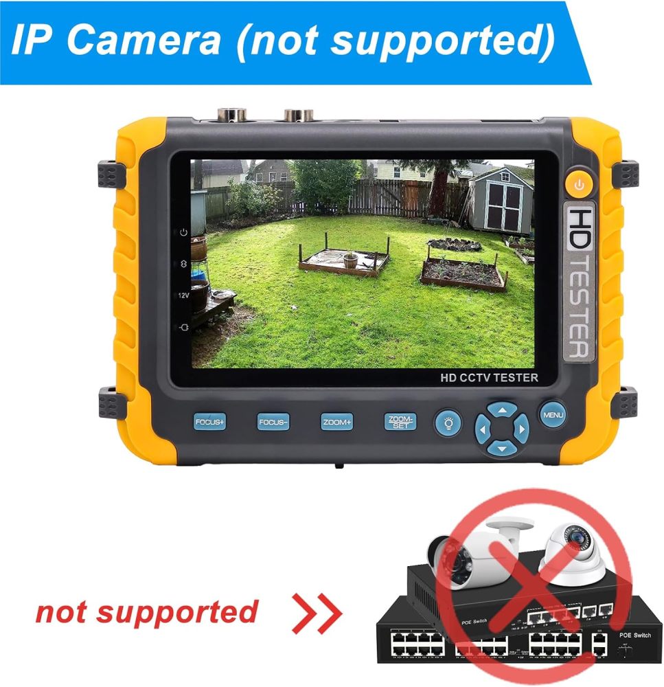 Anpviz 5 Inch 4 in 1 CCTV Monitor Tester, AHD/TVI/CVI/CVBS Coaxial Analog Video CCTV Tester, UTP/PTZ Cable Test for 1080P/3MP/4MP/5MP/8MP Analog Security Camera, VGA DC12V Output Camera