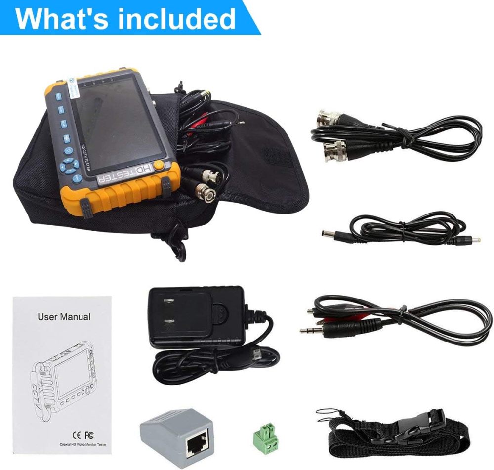 Anpviz 5 Inch 4 in 1 CCTV Monitor Tester, AHD/TVI/CVI/CVBS Coaxial Analog Video CCTV Tester, UTP/PTZ Cable Test for 1080P/3MP/4MP/5MP/8MP Analog Security Camera, VGA DC12V Output Camera