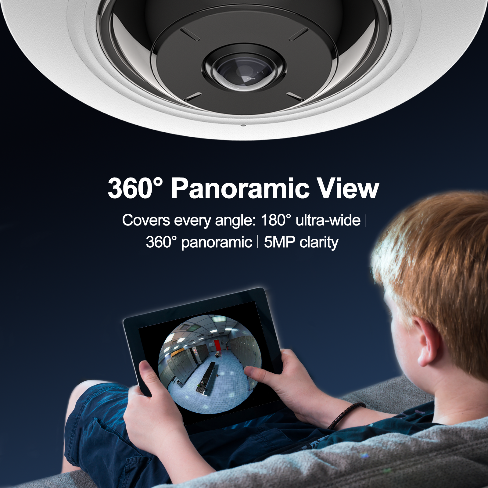 Anpviz Fisheye PoE IP Camera Indoor, Perimeter Protection, 360° View Panoramic 5MP Security Camera with Audio, Office Home People Counting, IR Night Vision, Multiple Display Viewing Modes