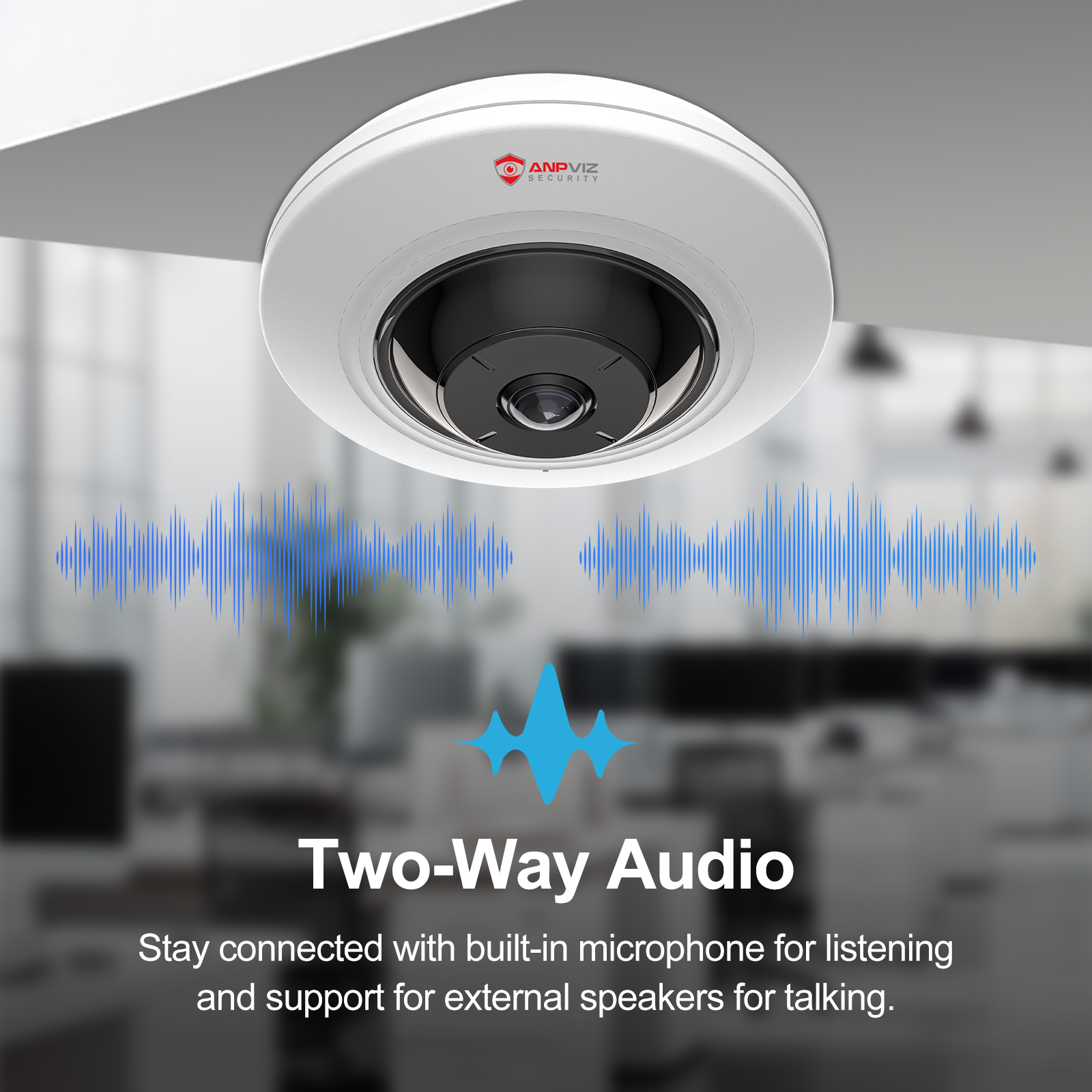 Anpviz Fisheye PoE IP Camera Indoor, Perimeter Protection, 360° View Panoramic 5MP Security Camera with Audio, Office Home People Counting, IR Night Vision, Multiple Display Viewing Modes