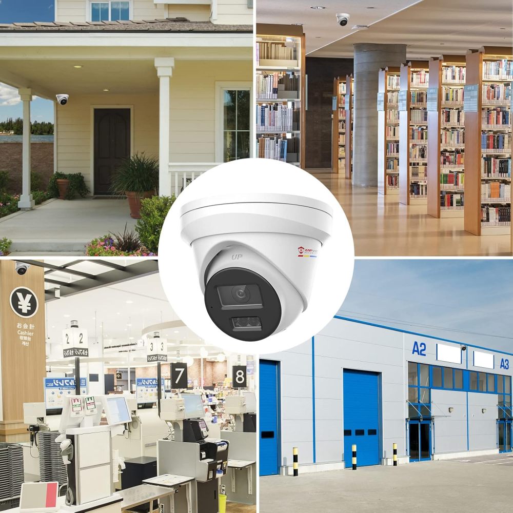 Anpviz 5MP PoE IP Camera Outdoor, Metal Turret Security Camera with Audio, Human Vehicle Detection, Smart Color Night Vision, 3072x1728@20fps, 114° FOV, 120dB WDR, IP67 Waterproof, Black (H Series)