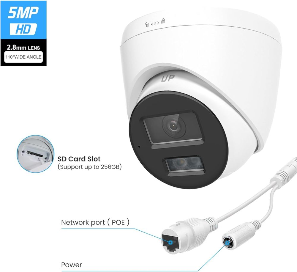 Anpviz 5MP PoE IP Camera with Human & Vehicle Detection, Smart Dual Light Color Night Vision Wired Security Camera Outdoor with Audio, 114° Wide Angle, 120dB WDR, IP67 Waterproof (H Series)