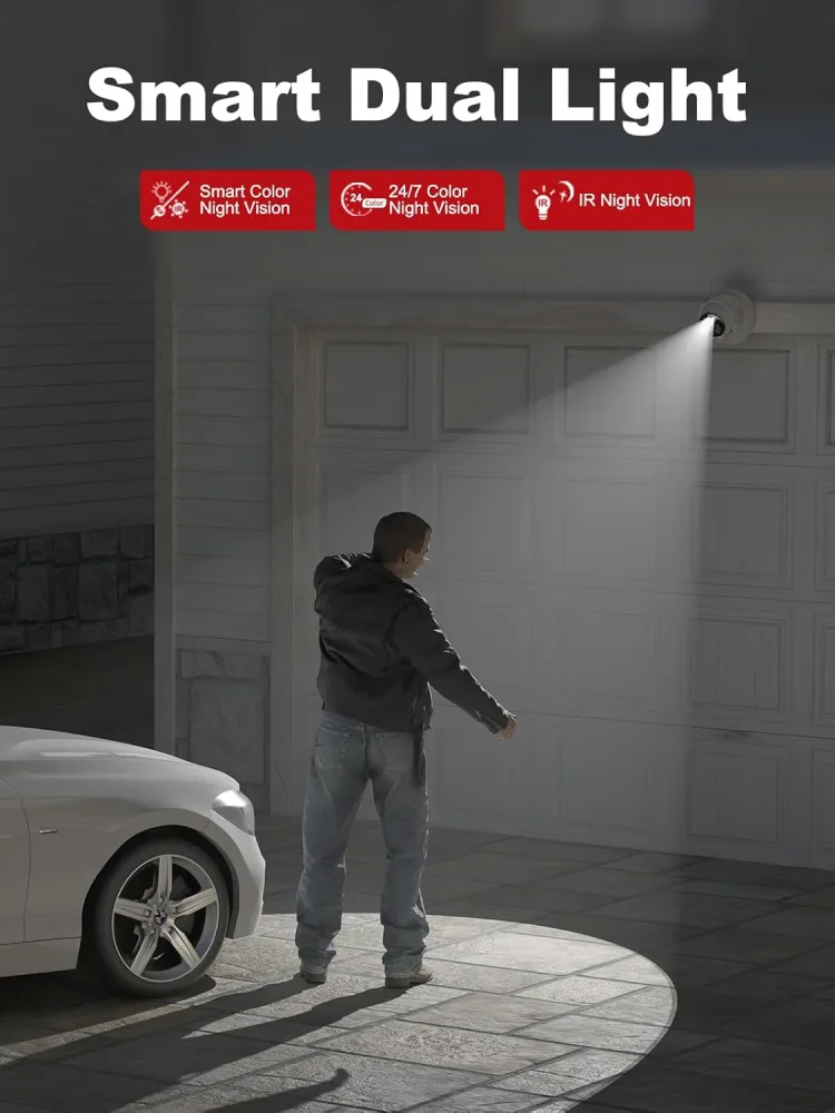 4K IP PoE Camera, PoE Turret Security Camera Outdoor With Built-in Mic & Speaker, Human Vehicle Detection, 100FT Smart Color Night Vision, 8MP( 3840x2160), Up To 256GB SD Card, NDAA Compliant