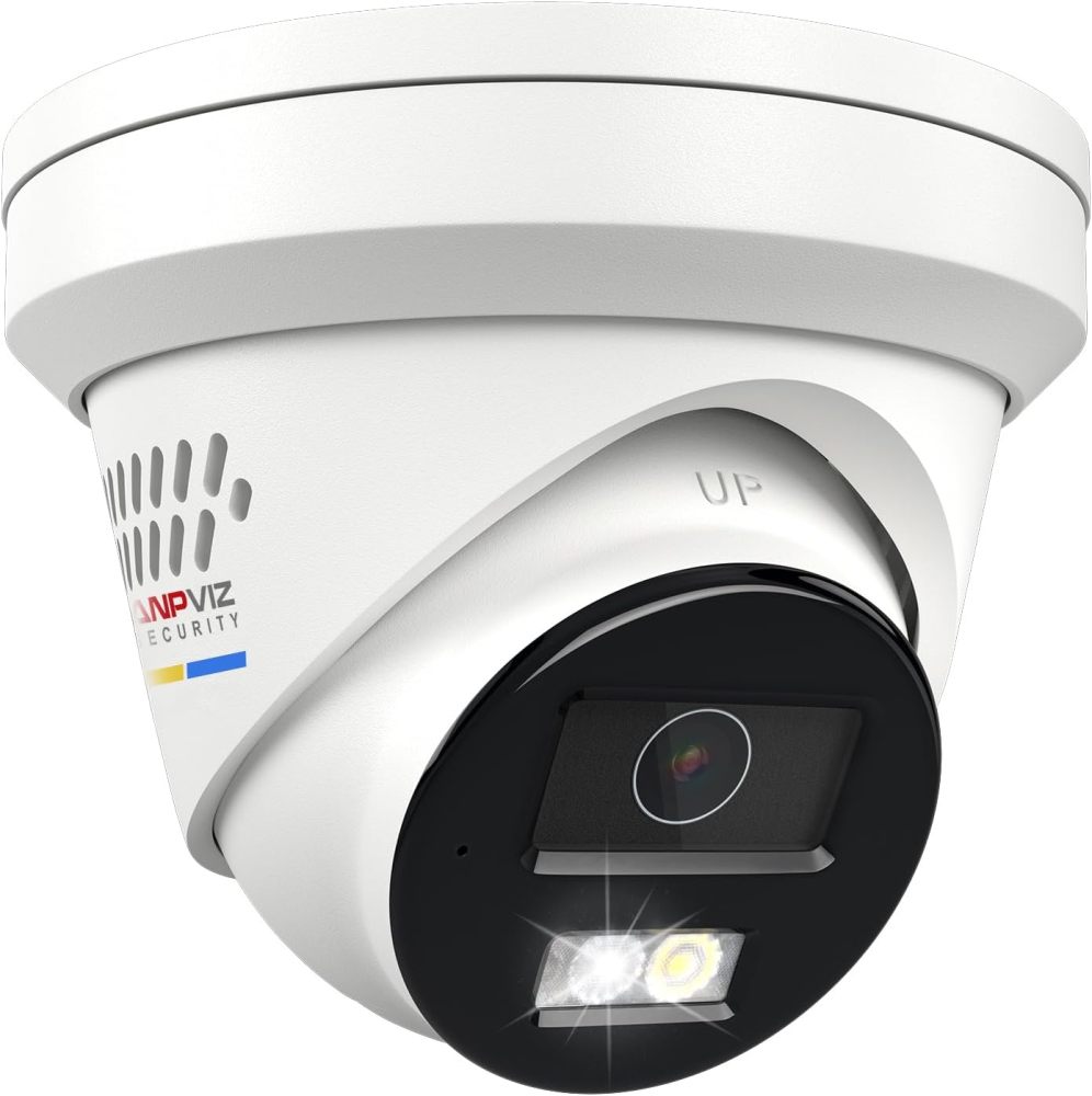 Anpviz 8MP IP PoE Camera, Strobe Light and Audio Alarm, Metal Turret 4K Security Camera Outdoor, 2 Way Audio, Smart Color Night Vision, Human/Vehicle Detection, IP67 Waterproof, 2.8mm Lens (H Series)