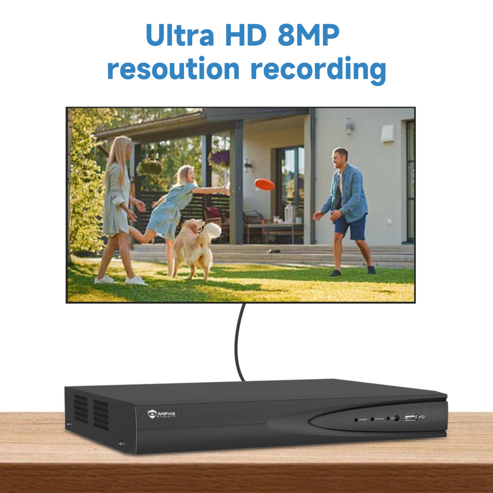 Anpviz 4CH 8MP POE NVR 4 PoE Port Network Video Recorder AI Motion Detection 1SATA Max 8TB HDD H.265+ (Not Included HDD)