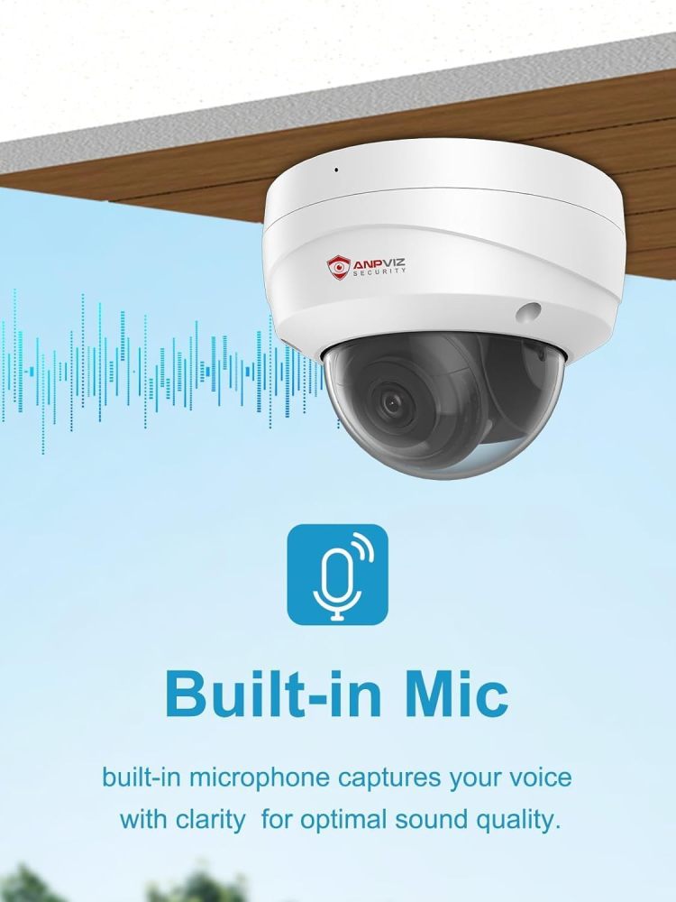 Anpviz UltraHD 8MP PoE Dome Security Camera with Audio, 4K PoE IP Camera with 100ft Night Vision, IP67 Waterproof, 2.8mm Lens Wide Angle, IK10 Vandal Proof, Built-in Micro SD Card Slot (H Series)