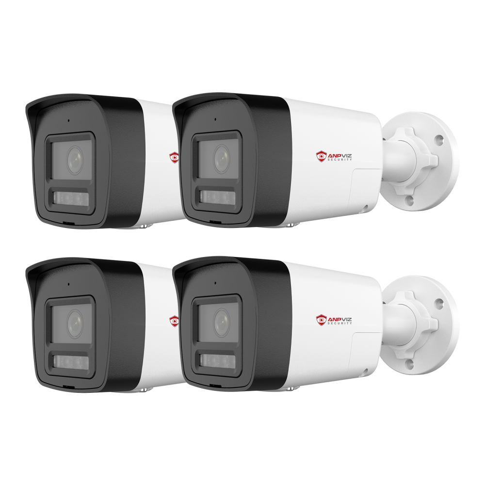 USA Only Anpviz 4PCS 5MP IP Camera Security Bullet POE Outdoor Camera IR&Color Dual-Light Alarm Human/Vehicle Detection WDR H.265+
