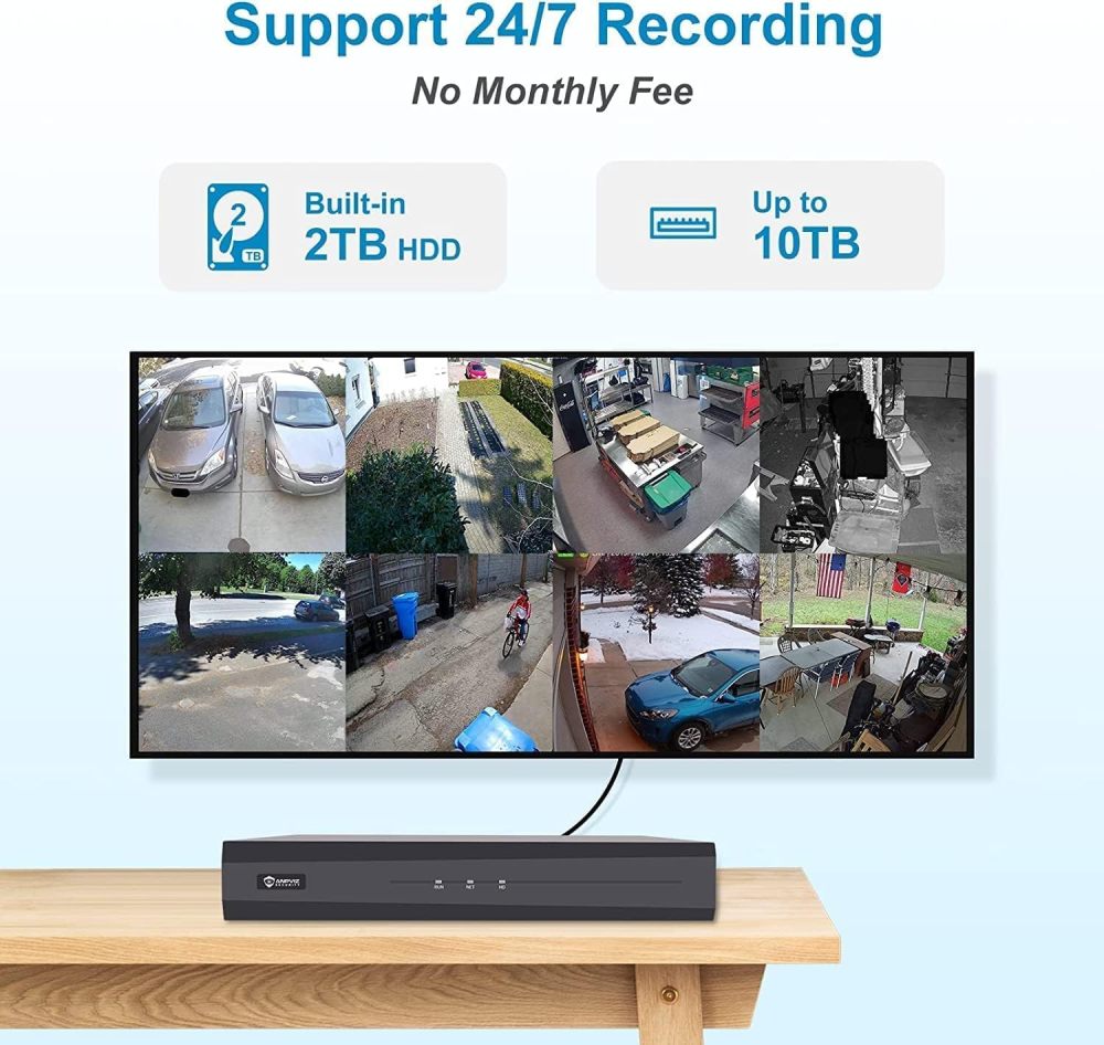 Anpviz 8CH 6MP PoE Security Camera System, 8pcs 6MP Wired PoE IP Cameras with Audio, IR Night Vision, Human Vehicle Detection, 4K/8MP 8CH NVR with 2TB HDD for Business Home