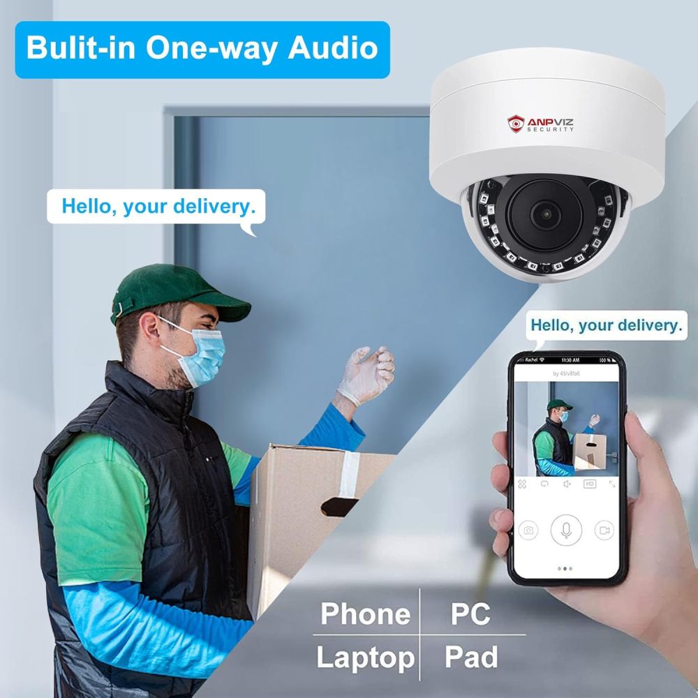 Anpviz 8CH 6MP PoE Security Camera System, 8pcs 6MP Wired PoE IP Cameras with Audio, IR Night Vision, Human Vehicle Detection, 4K/8MP 8CH NVR with 2TB HDD for Business Home