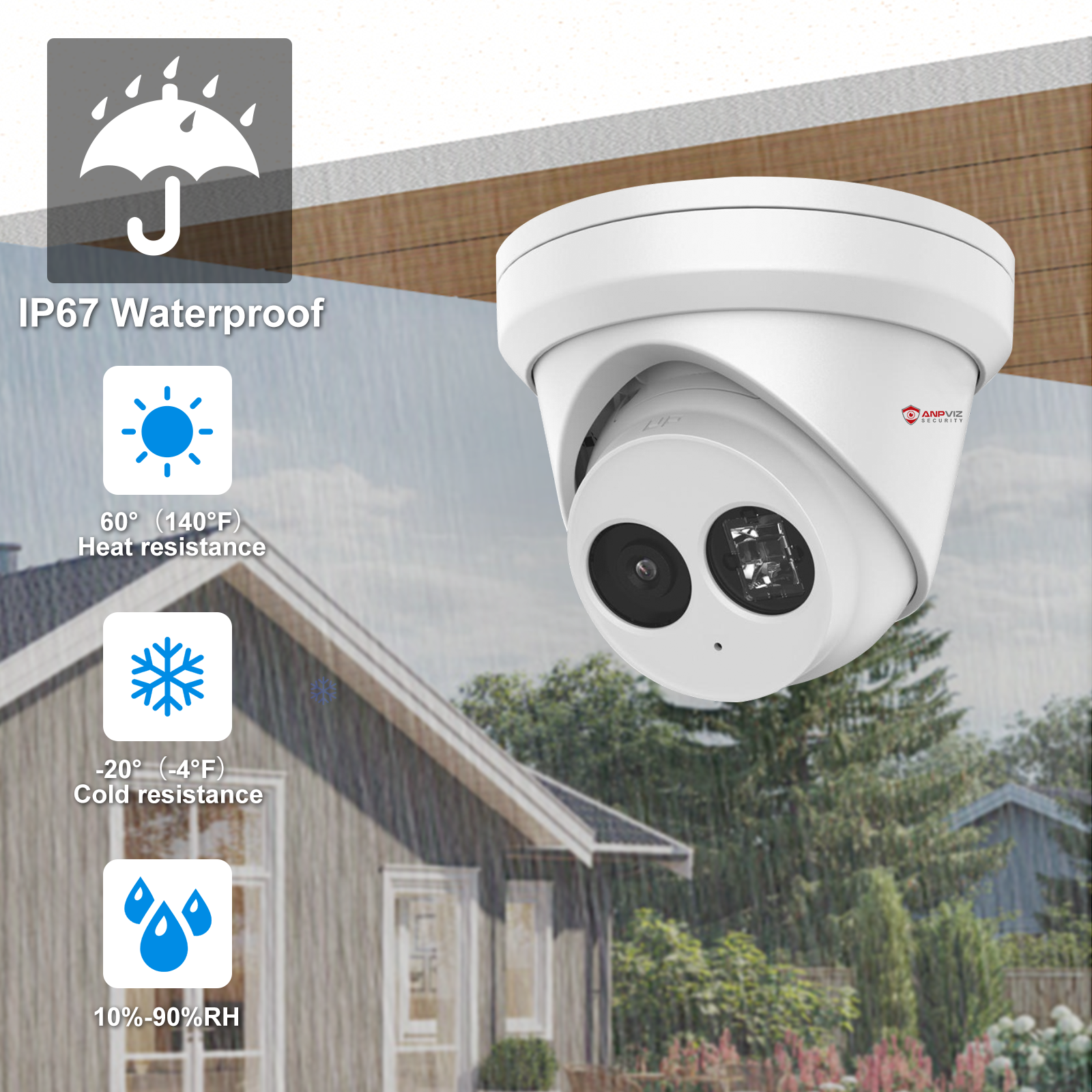 USA Only Anpviz 4MP IP Security Camera with VCA,  Human Vehicle Detection One-Way Audio Built-in 512GB Max SD Slot IP67 WDR