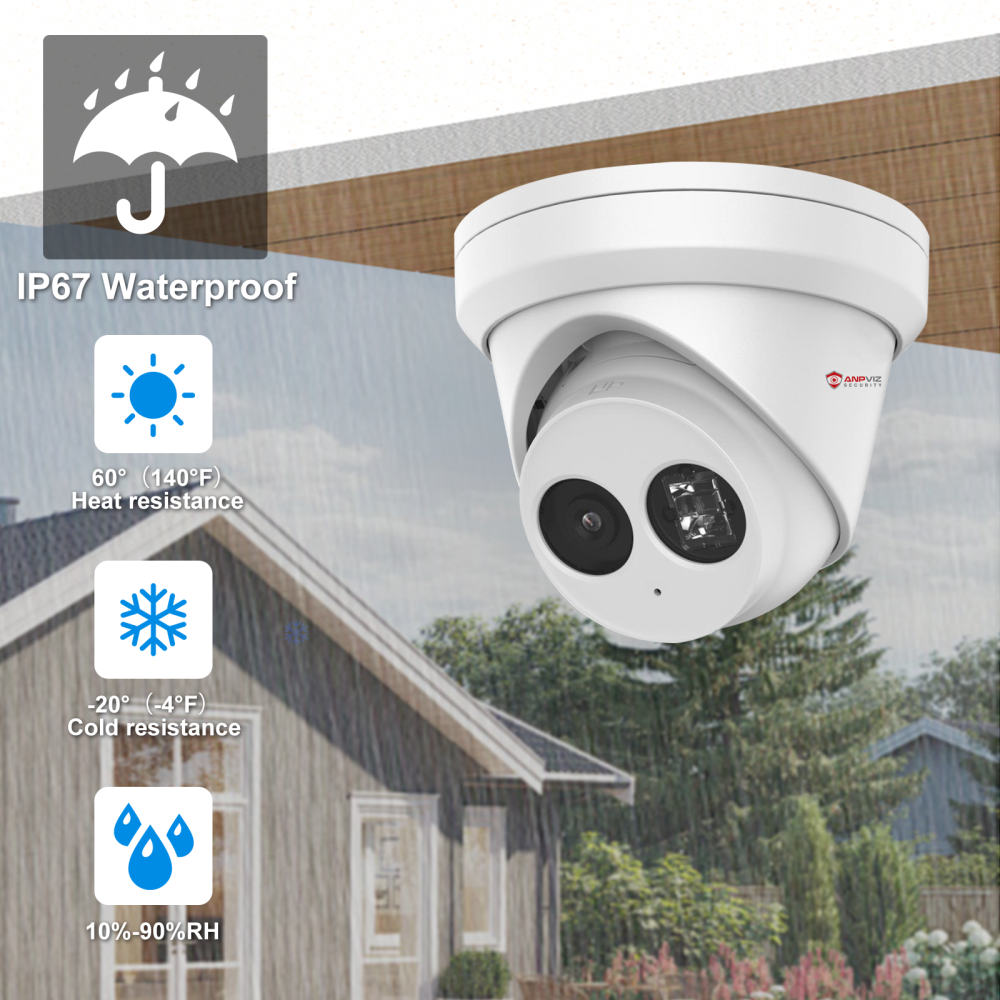 USA Only Anpviz 4MP IP Security Camera with VCA,  Human Vehicle Detection One-Way Audio Built-in 512GB Max SD Slot IP67 WDR