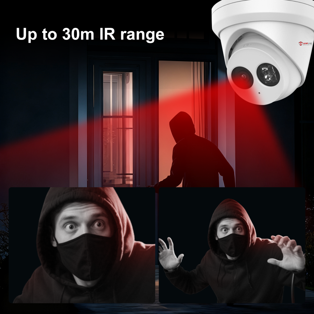 USA Only Anpviz 4MP IP Security Camera with VCA,  Human Vehicle Detection One-Way Audio Built-in 512GB Max SD Slot IP67 WDR