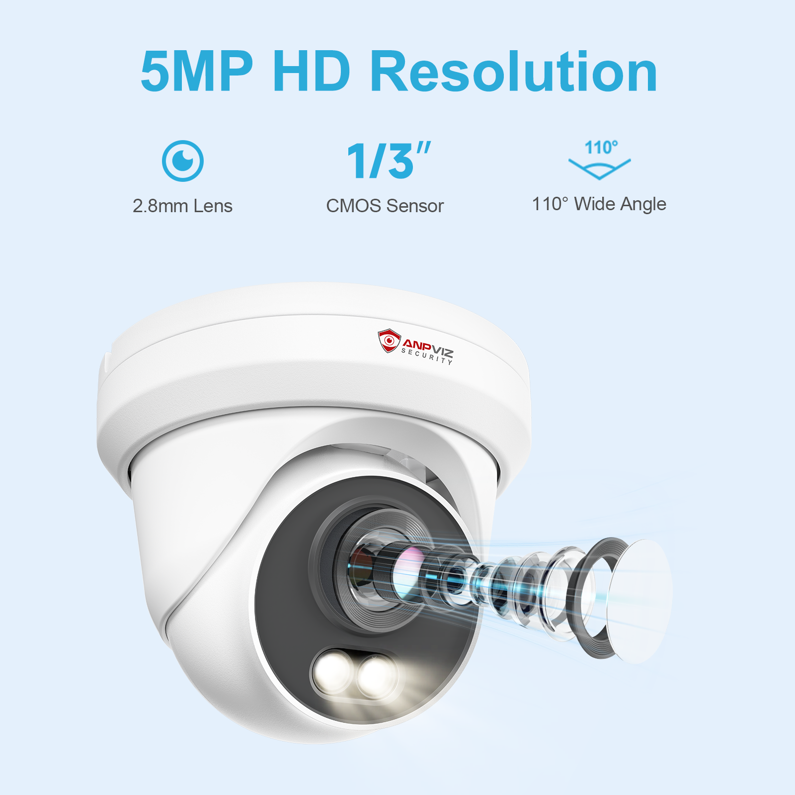 Anpviz 5MP Outdoor Security Camera Smart color night vision POE Camera Built in mic Human Detection Full metal Housing Camera CCTV