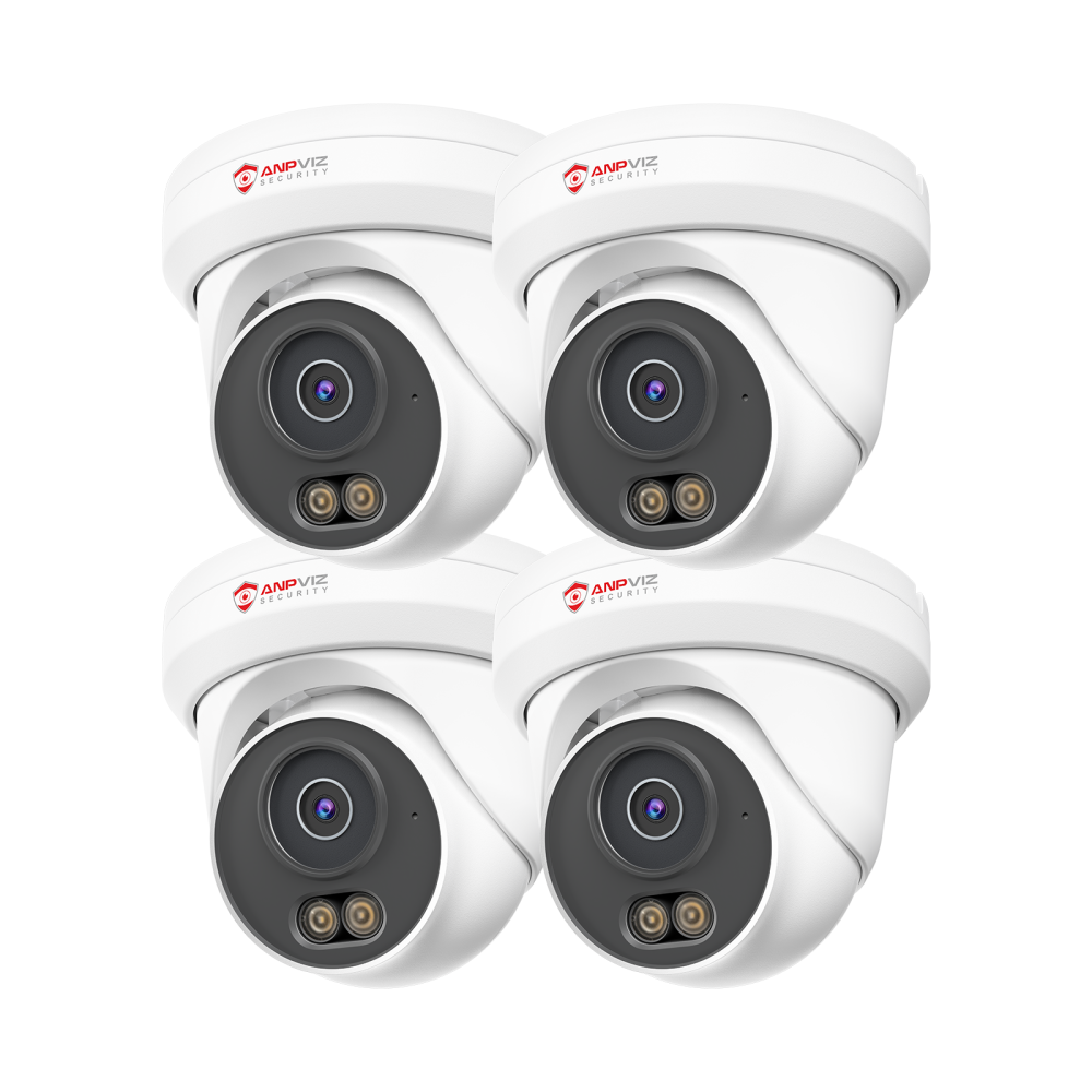USA Only 4PCS Anpviz 5MP Outdoor Security Camera Smart Color Night Vision POE Camera Built-in Mic Human Detection Full metal Housing Camera Wide 110° Angle CCTV IP66 H.256