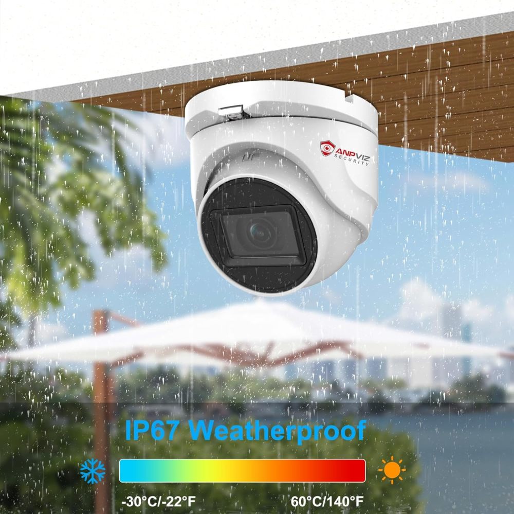 Anpviz 5MP Analog CCTV Camera 4-in-1 (TVI/AHD/CVI/CVBS) Turret TVI Camera, Dome Security Camera with 100ft Night Vision, Metal Housing IP67, Compatible with Other 5MP and Above DVR(Not WiFi)