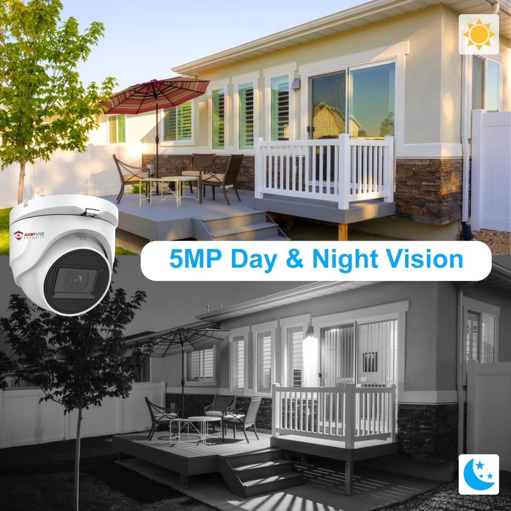 Anpviz 5MP Analog CCTV Camera 4-in-1 (TVI/AHD/CVI/CVBS) Turret TVI Camera, Dome Security Camera with 100ft Night Vision, Metal Housing IP67, Compatible with Other 5MP and Above DVR(Not WiFi)