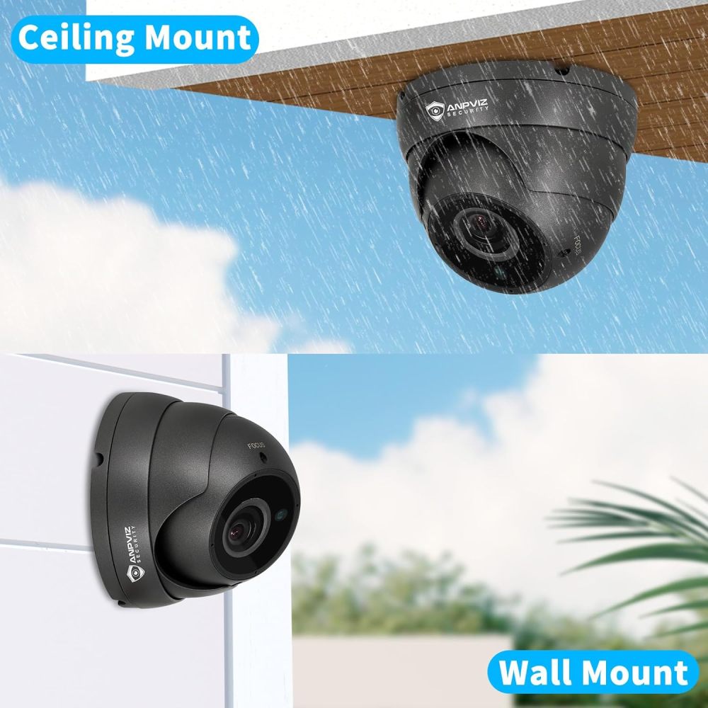 Anpviz 5MP Analog CCTV Camera, HD 4-in-1(TVI/AHD/CVI/CVBS), 4X Manual Focus/Zoom Analog Camera 2.8-12mm Varifocal Lens, IR LEDs Dome Turret Security Camera (Grey), ONLY Compatible with 5MP/3K/8MP DVR