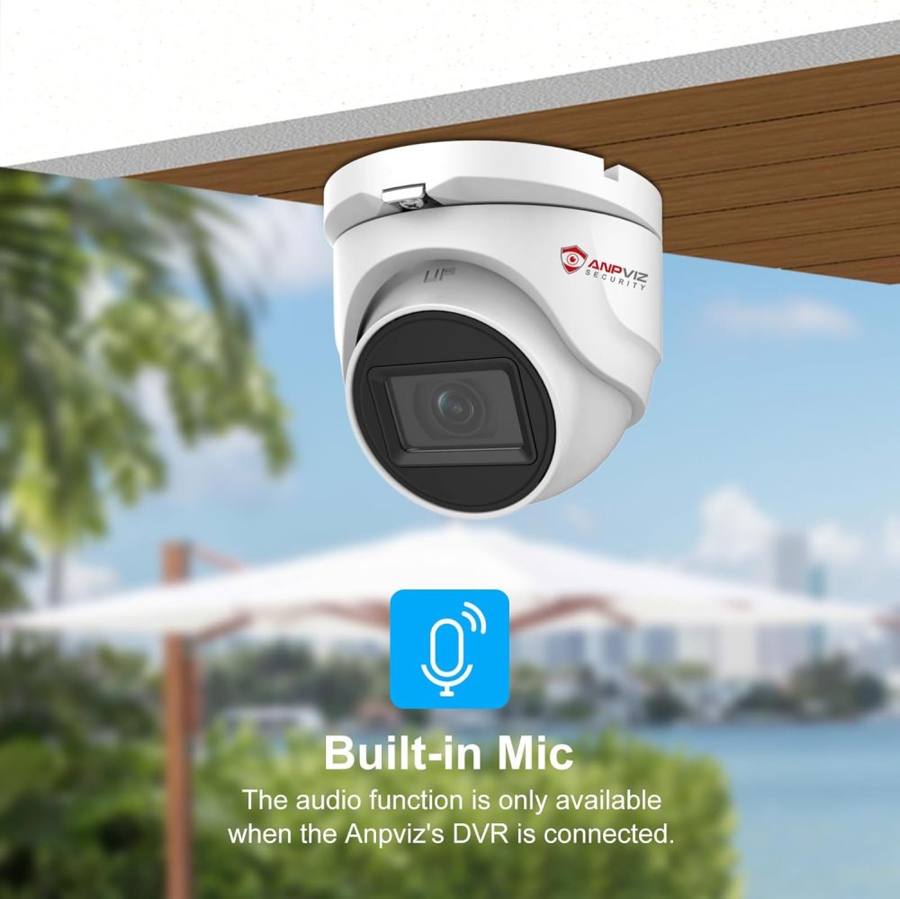 Anpviz 5MP Analog CCTV Camera 4-in-1 (TVI/AHD/CVI/CVBS) Turret TVI Camera, Dome Security Camera with 100ft Night Vision, Metal Housing IP67, Compatible with Other 5MP and Above DVR(Not WiFi)