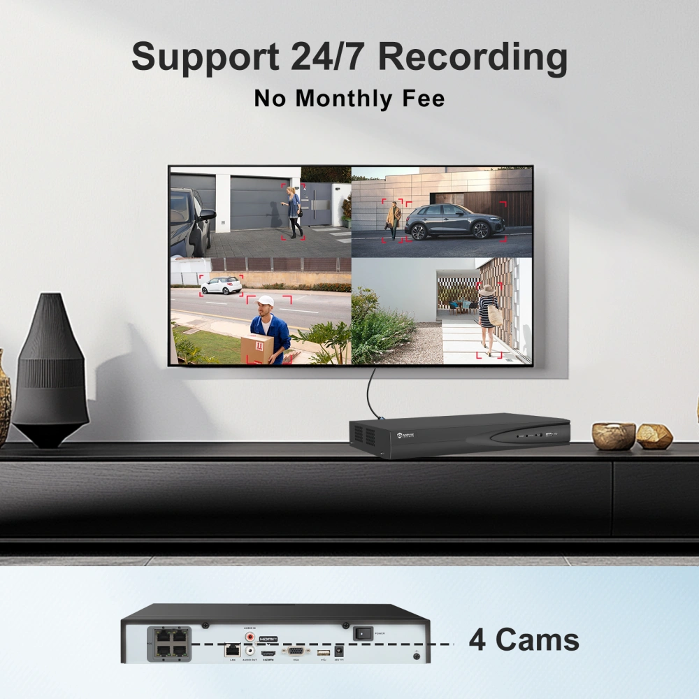 USA Only Security Camera System 4 Channels, 4PCS 8MP IP Turret Cameras ...