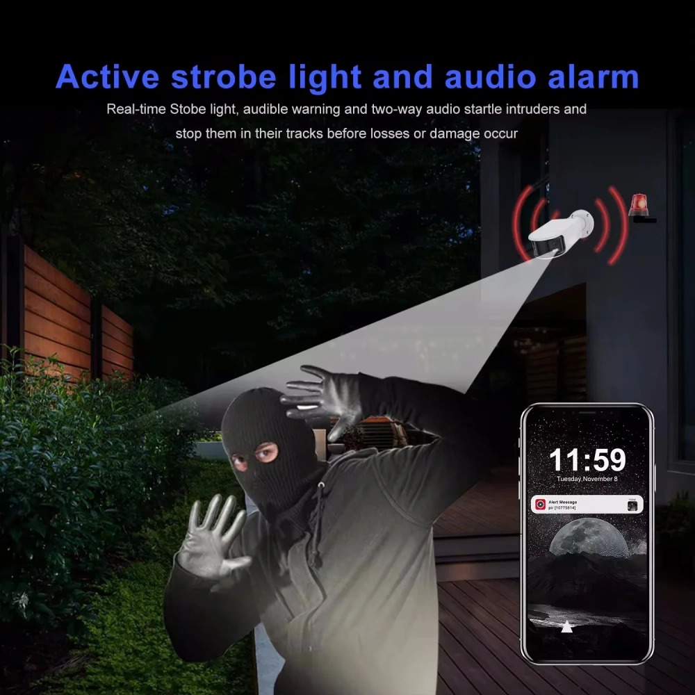 HK OEM POE IP Camera CCTV 8MP Dual Lens Panoramic Camera Bullet 180 degree image Smart Human/Vehicle Detection Alarm 2-ways talk