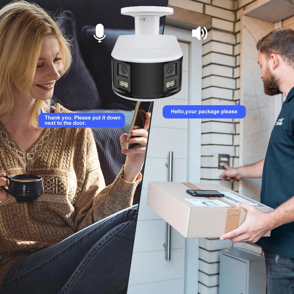 HK OEM POE IP Camera CCTV 8MP Dual Lens Panoramic Camera Bullet 180 degree image Smart Human/Vehicle Detection Alarm 2-ways talk