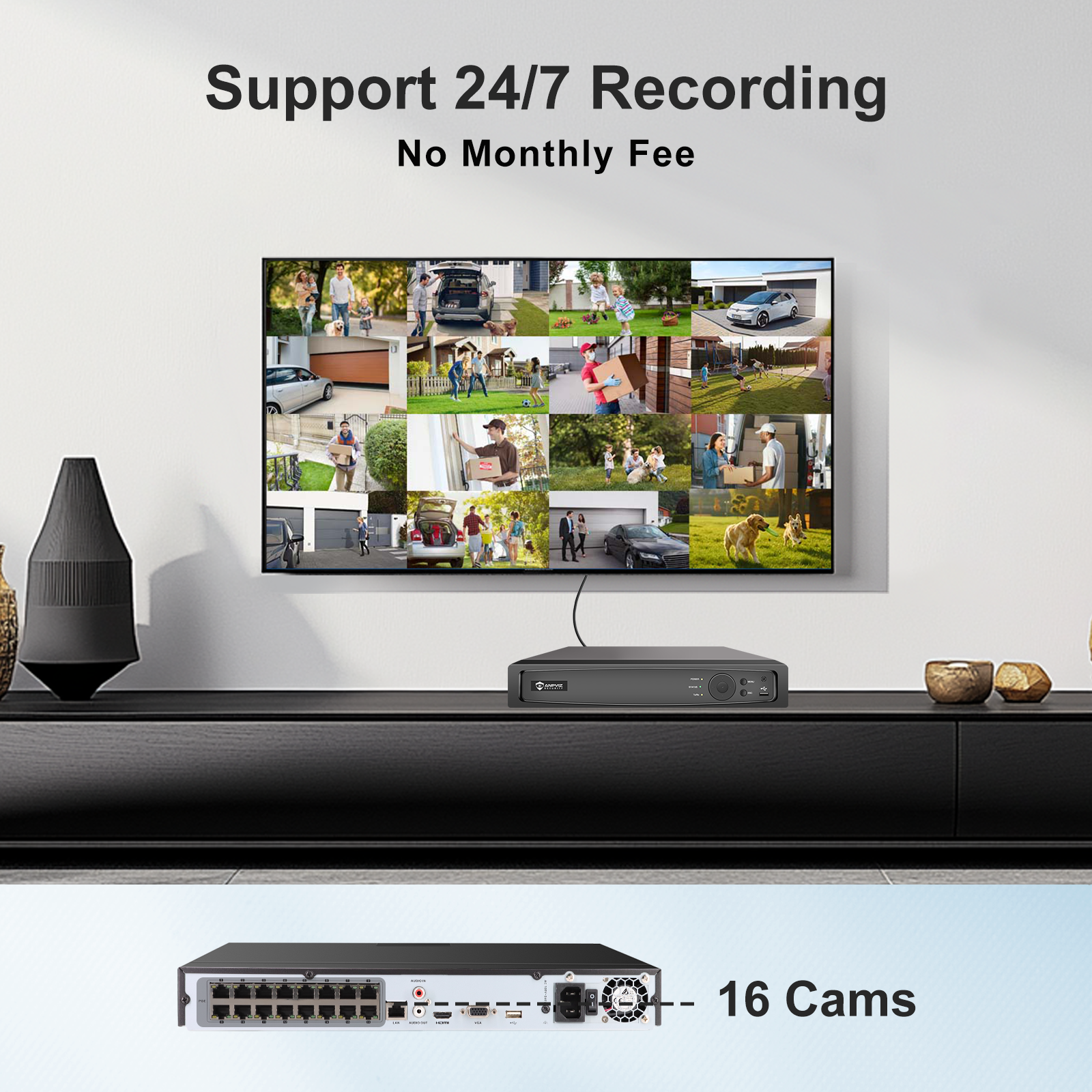 USA Only Anpviz 5MP 16CH Security POE Camera Kit, 8PCS 5MP Metal Turret H.265+ POE IP Cameras, 16Channles NVR, Smart Color Night Vision, Human Vehicle Detection