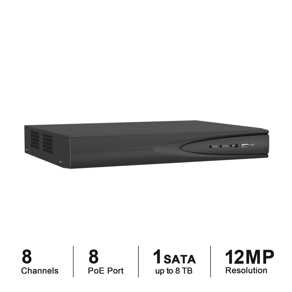 USA Only Anpviz 8CH 12MP Network Video Recorder 8POE NVR AI Motion Detection 1SATA Max 8TB HDD H.265+ (Not Included HDD)