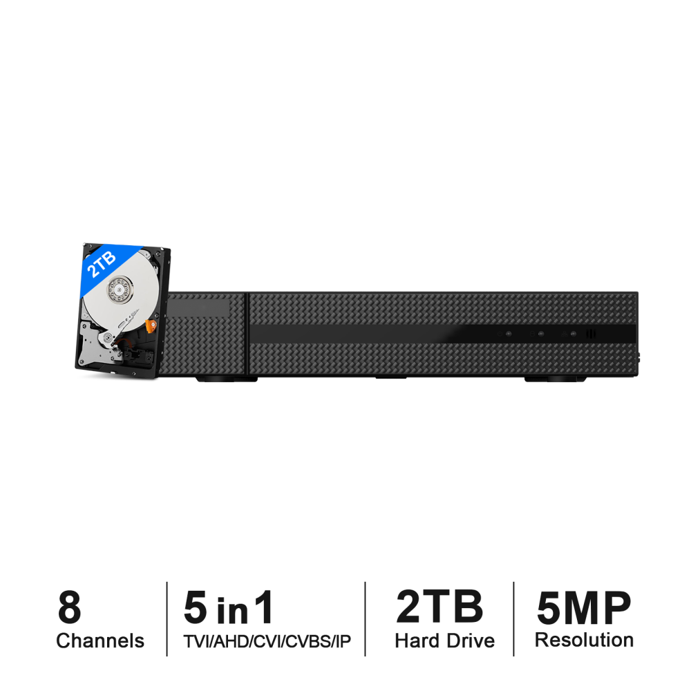 USA Only Anpviz H.265+ 3K Lite CCTV DVR 8 Channel with AI Motion Detection, 6MP Hybrid Capability 5-in-1(Analog/AHD/TVI/CVI/IPC) Surveillance DVR(with 2TB Hard Drive)