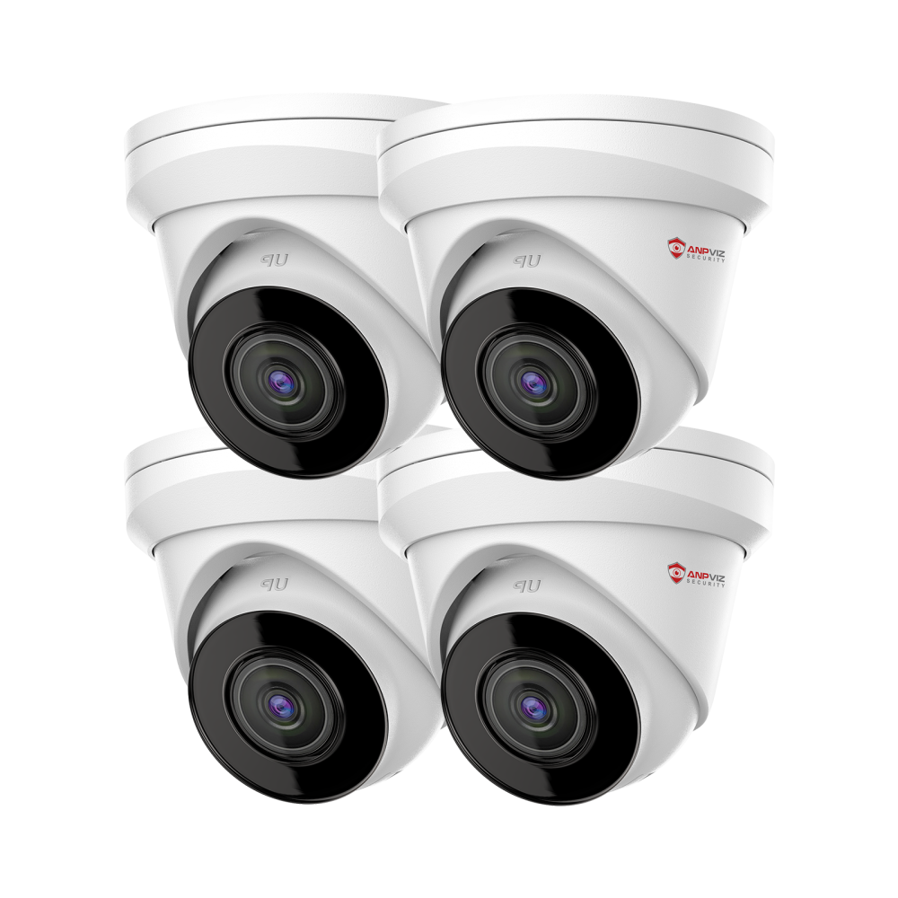 USA Only Anpviz 4K PoE Security Camera 4PCS Outdoor, UltraHD 8MP IP Security Turret Camera, 2.8mm Lens Wide Angle with 100ft Night Vision, IP67 Weatherproof, Built-in Microphone, 120dB WDR