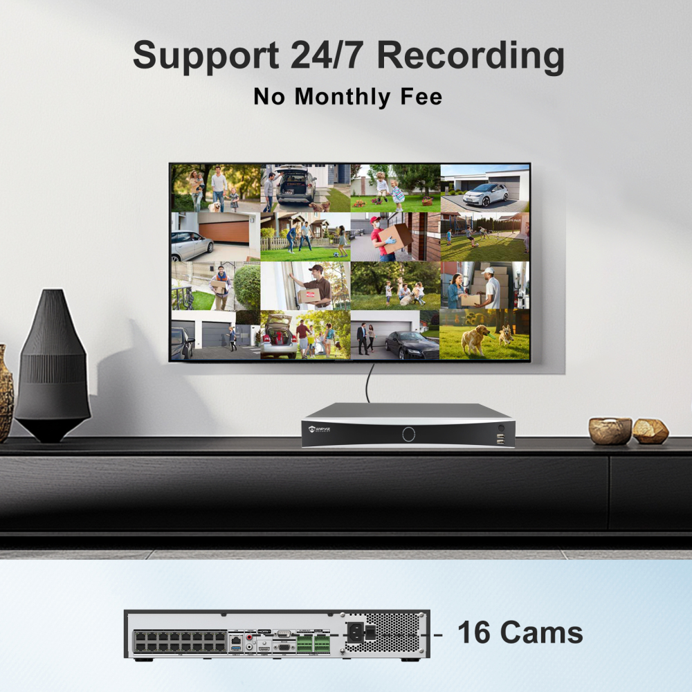 USA Only 20PCS 8MP  POE Camera System, 12MP 32CH NVR with 4SATA up to 64TB, 16CH Gigabit Unmanaged POE Switch, 2.8mm Lens Wide Angle with 100ft Night Vision, IP67 Waterproof, Motion Detection Alarm