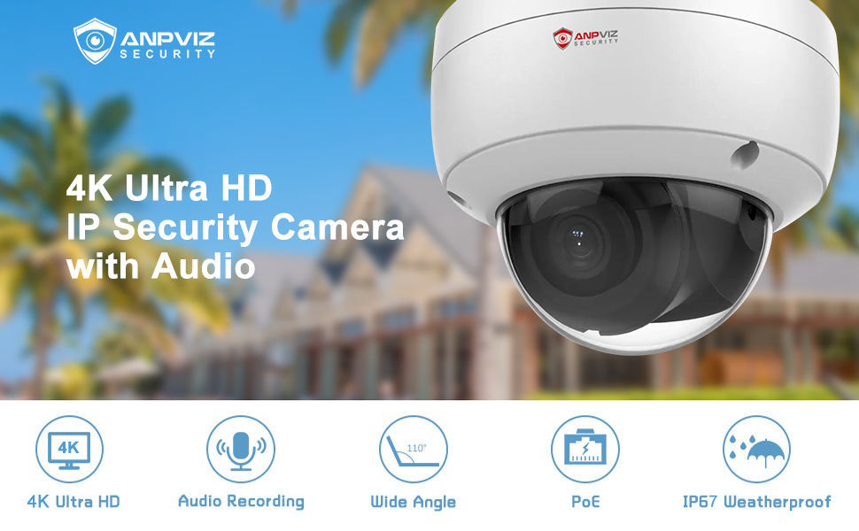 USA Only Anpviz IK10 Vandal-proof Dome 4K Camera with VCA