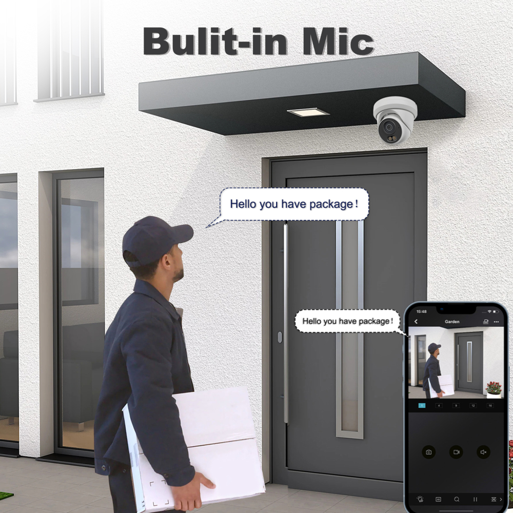UNILOOK 4MP PoE Camera, Turret Security PoE IP Camera Outdoor Indoor Wired, Smart Dual Light Color Night Vision, Human Motion Detection, Audio/Microphone, IP66, 2.8mm, Metal Housing, NDAA