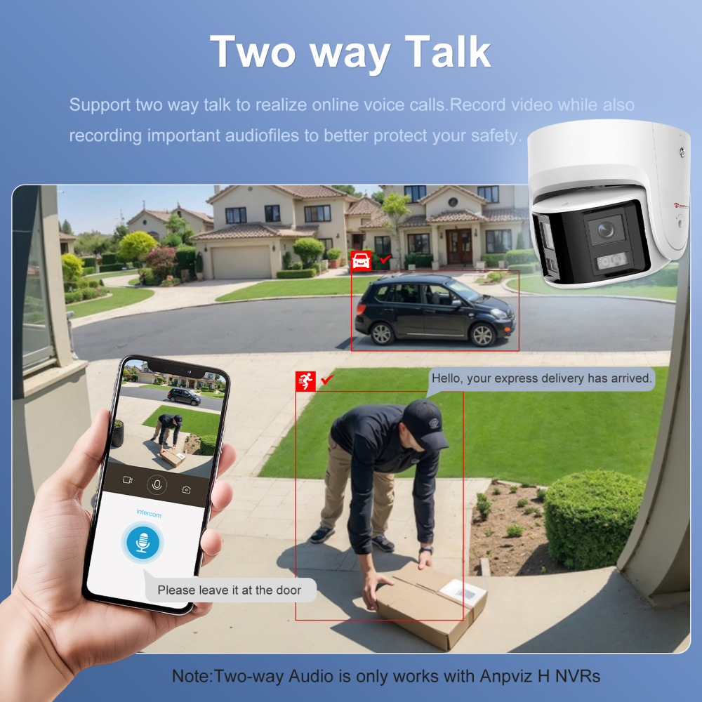 USA Only Anpviz 4K PoE Dual Lens Panoramic Camera Outdoor Full Metal Housing, 180 Degree Wide Angle, 8MP Panoramic IP Camera with Human/Vehicle Detection, Two Way Talk, Built-in MicroSD Card Slot