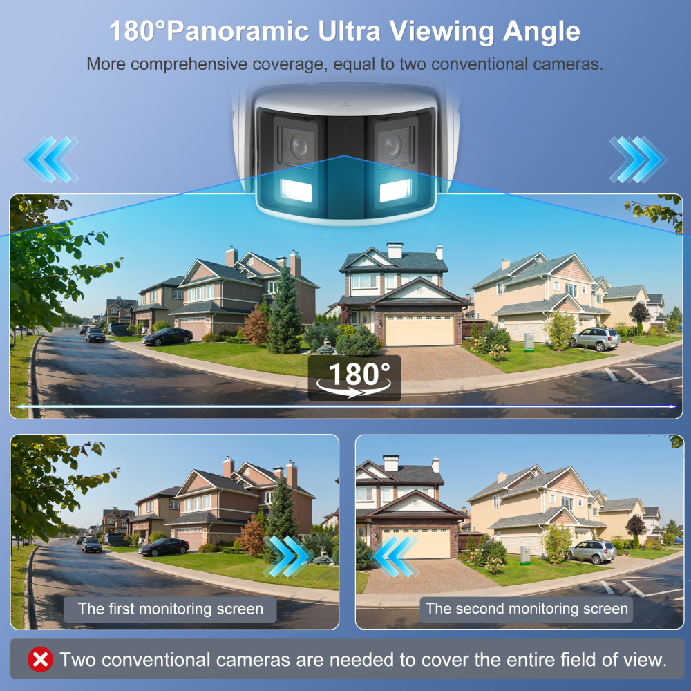 USA Only Anpviz 2PCS 4K PoE Dual Lens Security Camera Outdoor Full Metal Housing, 180 Degree Wide Angle, 8MP Panoramic IP Camera with Human/Vehicle Detection, Two Way Talk, Built-in MicroSD Card Slot