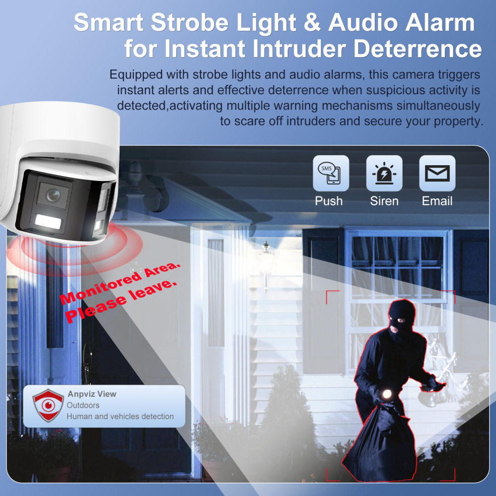 USA Only Anpviz 4K PoE Dual Lens Panoramic Camera Outdoor Full Metal Housing, 180 Degree Wide Angle, 8MP Panoramic IP Camera with Human/Vehicle Detection, Two Way Talk, Built-in MicroSD Card Slot