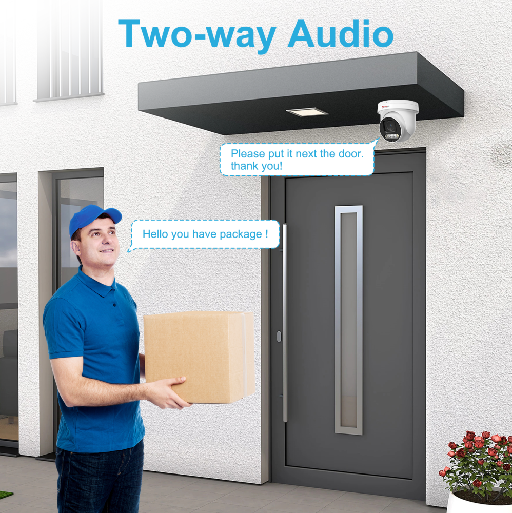 4K PoE PTZ Camera Outdoor, 5X Optical Zoom 2.7~13.5mm Lens, Pan 280° Tilt 90°, 8MP Security Camera, Human Vehicle Detection, Spotlight&Sound Alarm, Two-way Audios, SD Card Slot, IP66