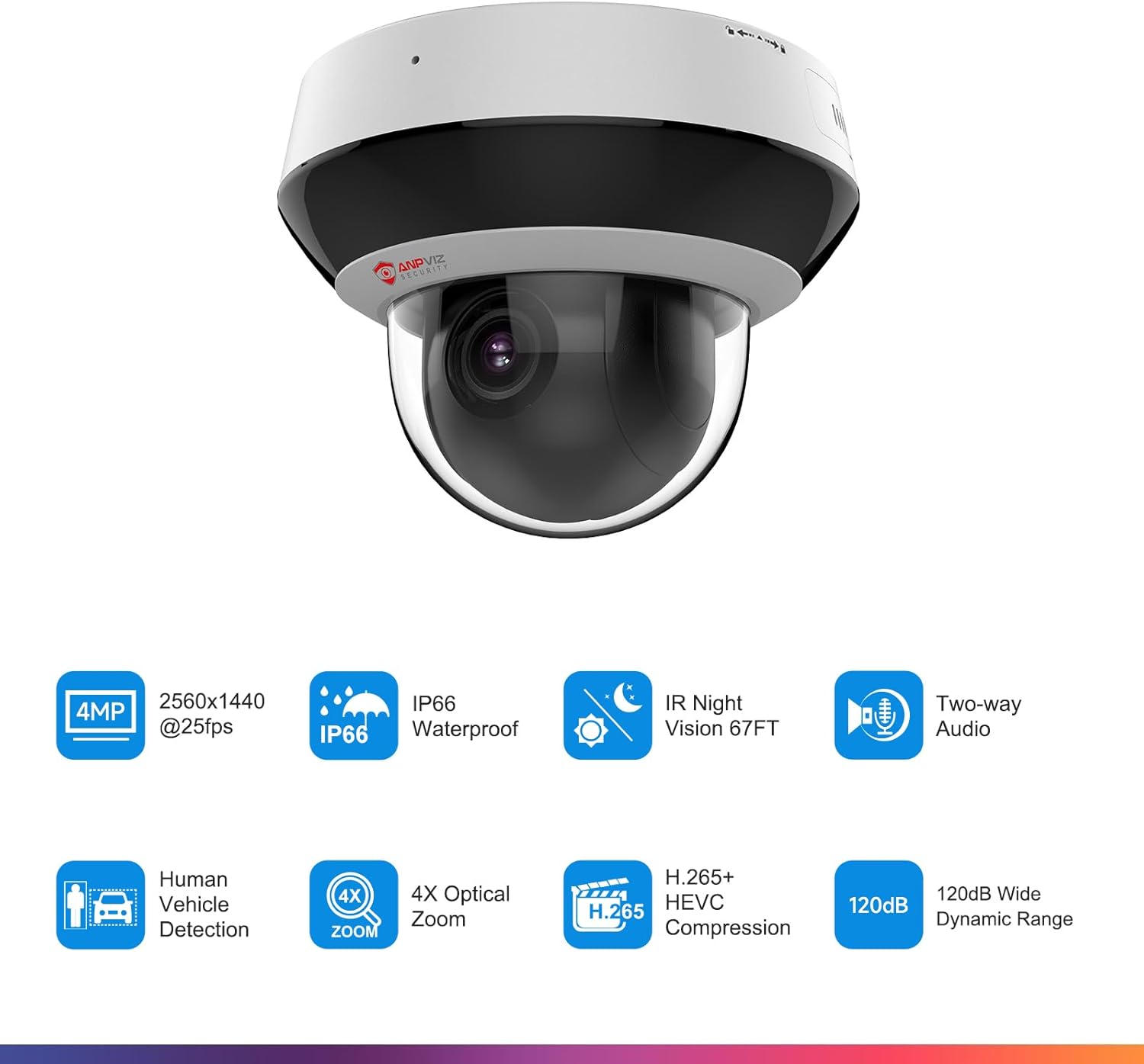 Anpviz 4MP POE PTZ Camera - Outdoor PTZ Speed Dome with 4x Optical