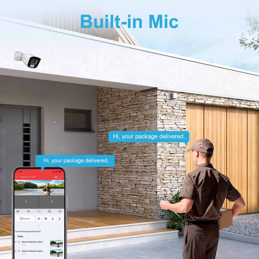 4MP PoE Bullet Camera with Microphone, 65ft IR Night Vision, NDAA Compliant