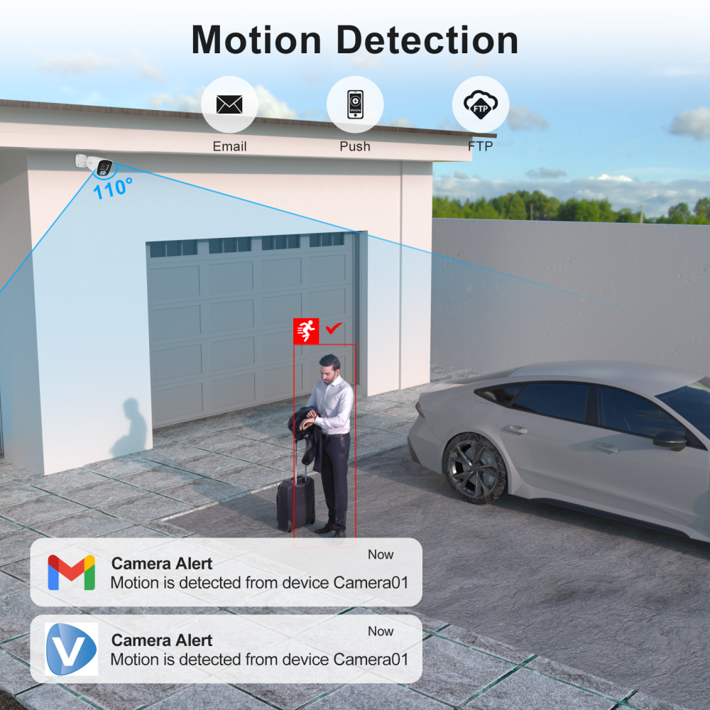 4MP PoE Bullet Camera with Microphone, 65ft IR Night Vision, NDAA Compliant