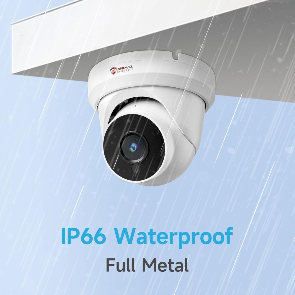 Anpviz 4MP PoE IP Turret Camera with Microphone/Audio, IP Security Camera Outdoor Indoor, Motion Detection, Waterproof IP66, 108° Wide Angle 2.8mm Lens, 24/7 Recording