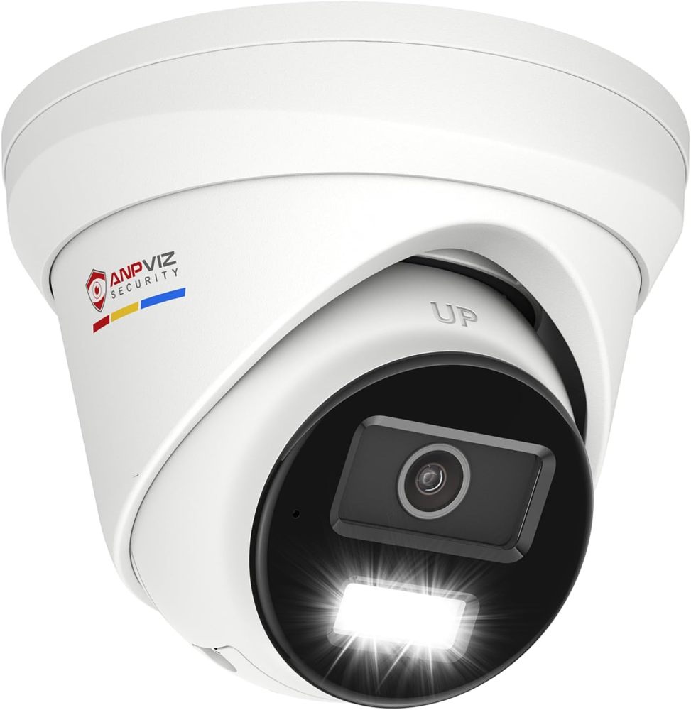 8MP AI Dual-Light Turret Camera,100ft Smart Color Night Vision, Human/Vehicle Detection, IP67 Weatherproof