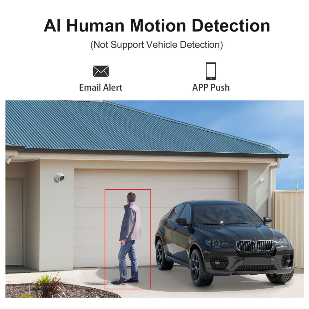 4MP Turret PoE Security Camera with Mic, IP67 Waterproof
