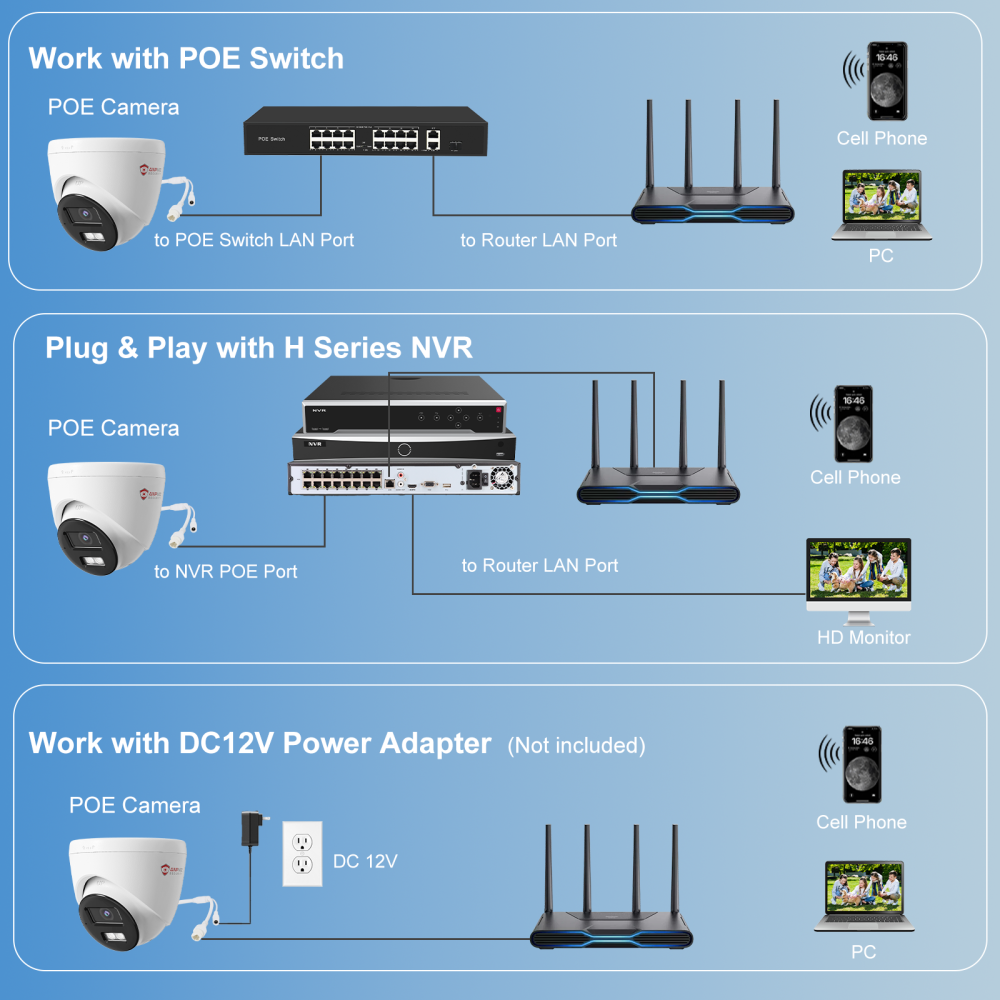 4MP Turret PoE Security Camera with Mic, IP67 Waterproof