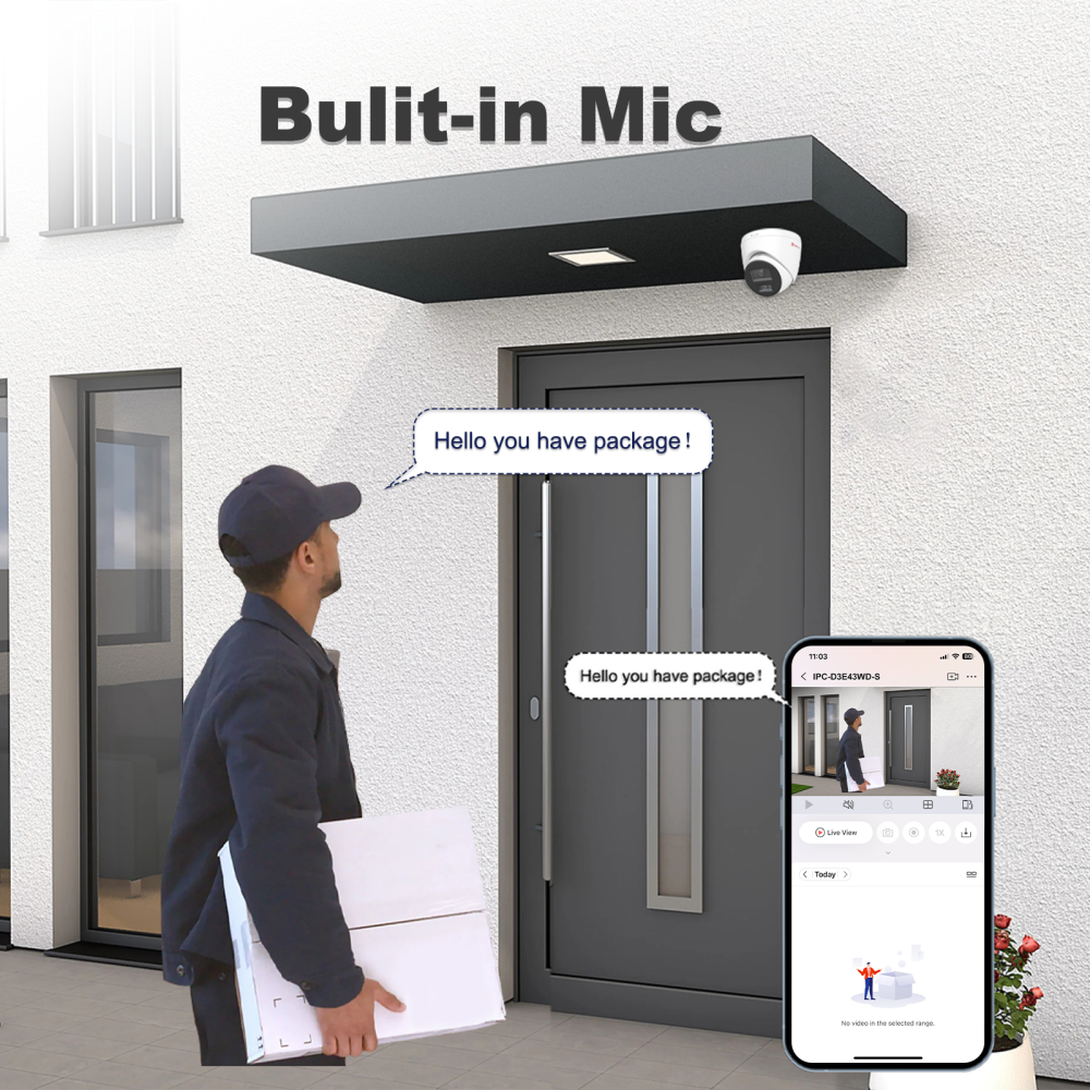4MP Turret PoE Security Camera with Mic, IP67 Waterproof