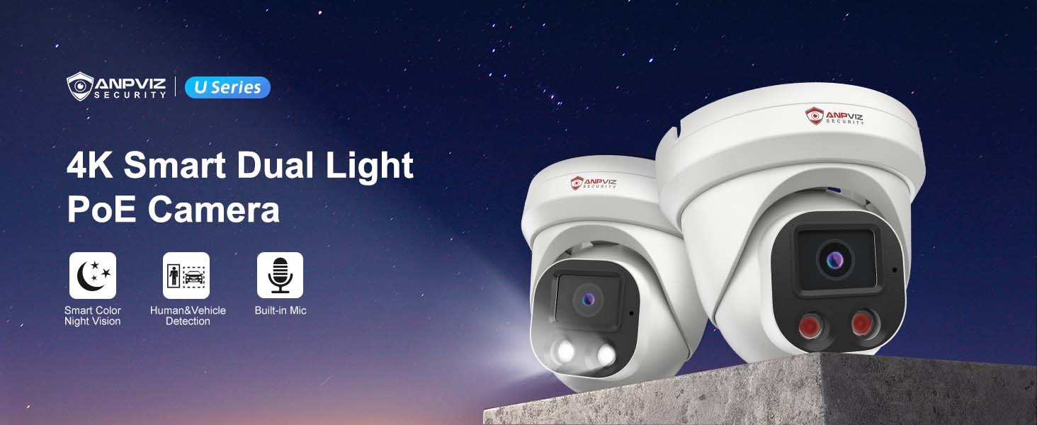 4K Turret POE Camera with 66FT Smart Color Night Vision, NDAA Compliant