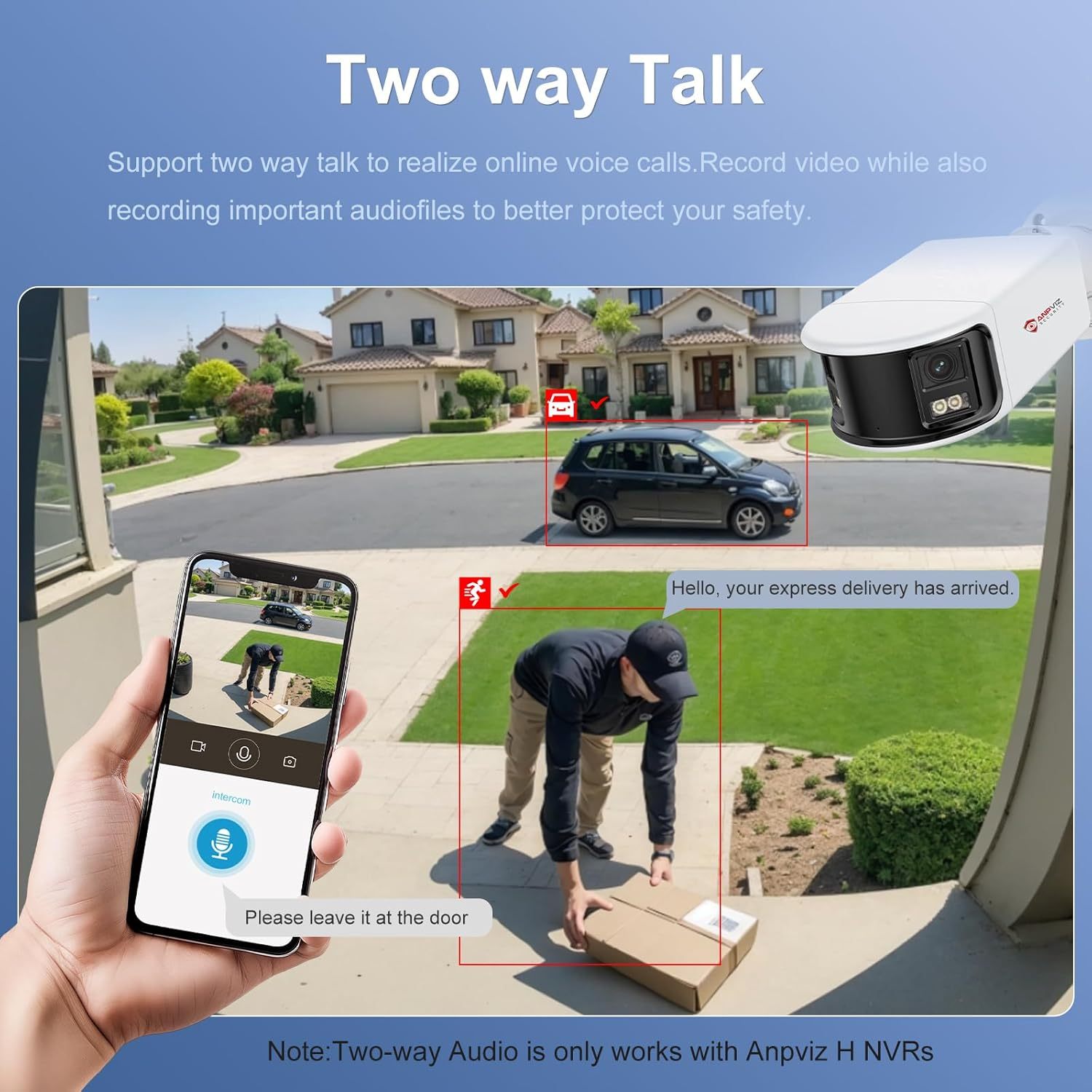 Anpviz 4K/8MP PoE 180 Degree IP Dual-Lens Security Camera Outdoor, 180° Panoramic Wide Angle Wired Bullet Camera with Human/Vehicle Detection, Two Way Talk, Built-in MicroSD Card Slot (H Series)
