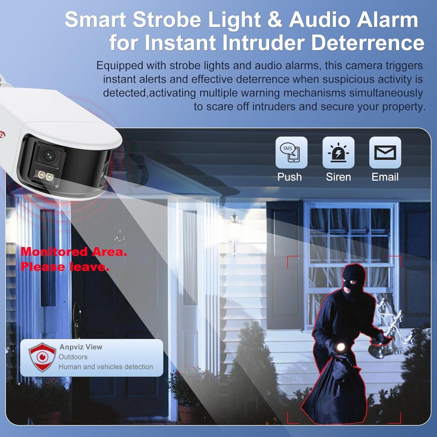 Anpviz 4K/8MP PoE 180 Degree IP Dual-Lens Security Camera Outdoor, 180° Panoramic Wide Angle Wired Bullet Camera with Human/Vehicle Detection, Two Way Talk, Built-in MicroSD Card Slot (H Series)