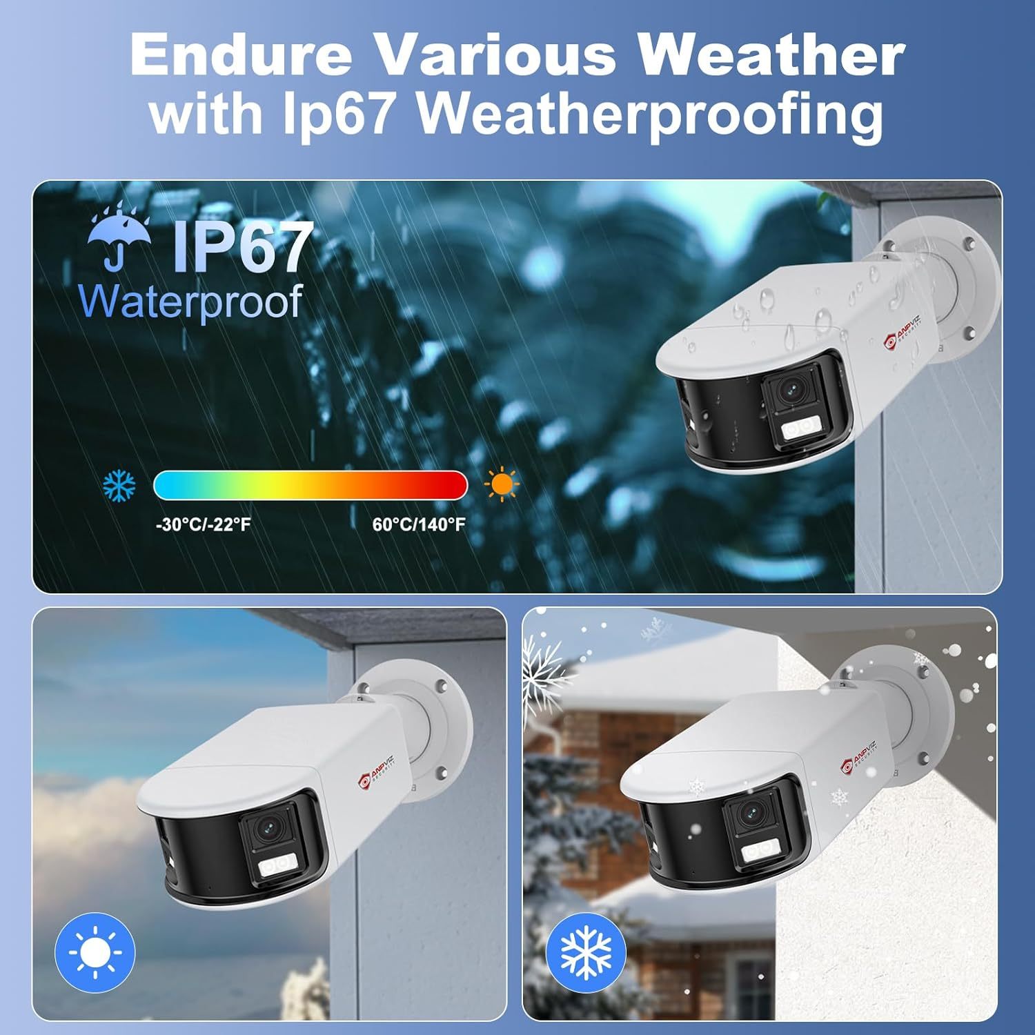 Anpviz 4K/8MP PoE 180 Degree IP Dual-Lens Security Camera Outdoor, 180° Panoramic Wide Angle Wired Bullet Camera with Human/Vehicle Detection, Two Way Talk, Built-in MicroSD Card Slot (H Series)