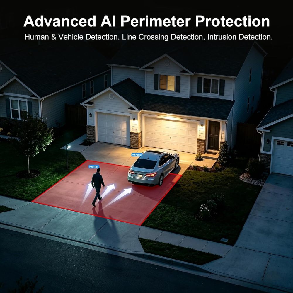 Anpviz Commercial 0.0008Lux@F1.0 Starlight 24/7 Color Night Vision PoE IP Camera Outdoor, Line Crossing Detection, Intrusion Detection, 4MP Human Vehicle Detection, Metal, WDR, IP67, IPC-D3443WD-SV