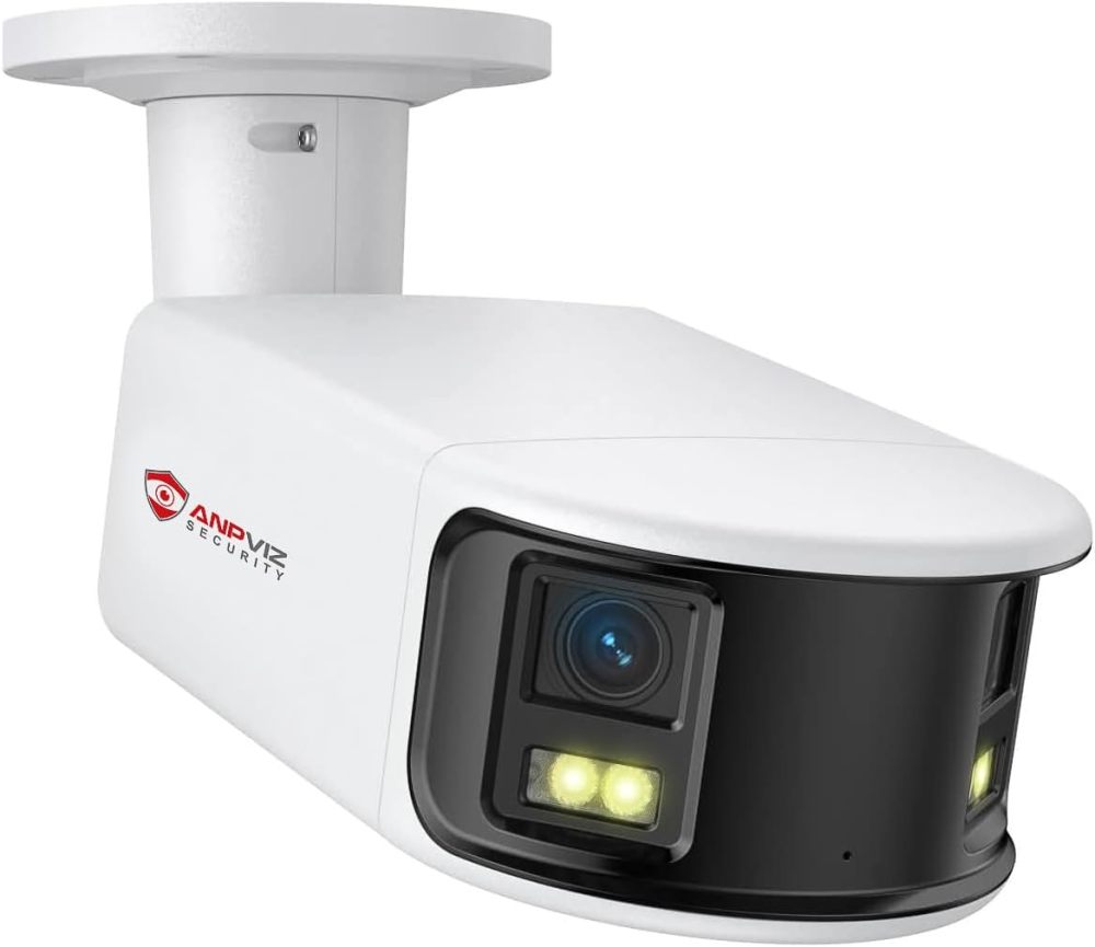 Anpviz 4K/8MP PoE 180 Degree IP Dual-Lens Security Camera Outdoor, 180° Panoramic Wide Angle Wired Bullet Camera with Human/Vehicle Detection, Two Way Talk, Built-in MicroSD Card Slot (H Series)